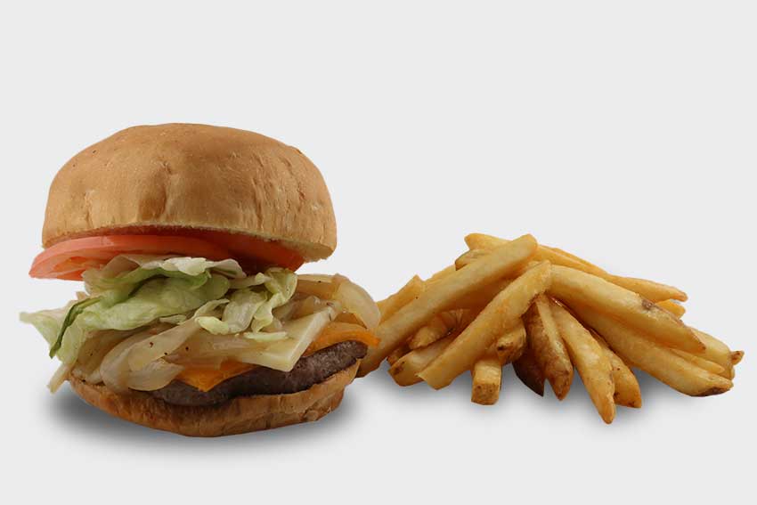 Cheese Burger with Cooked Onions